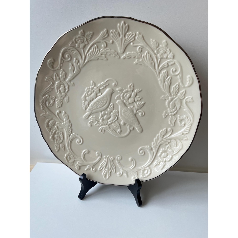 Lenox Platinum Anniversary Birds Platter Embossed Ivory Gift